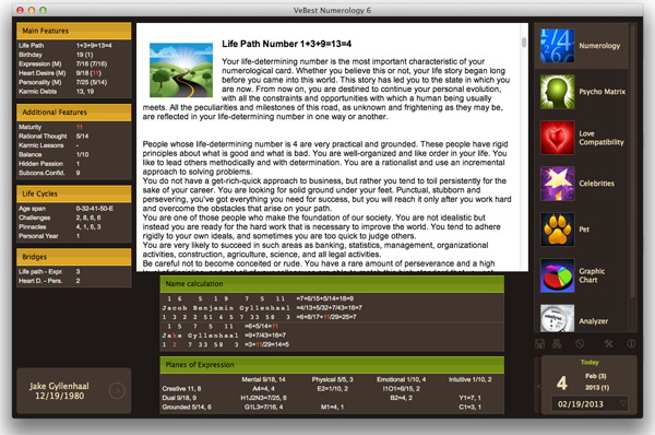 VeBest Numerology for Mac software