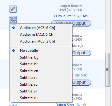 ipod video converter - language and subtitles selection