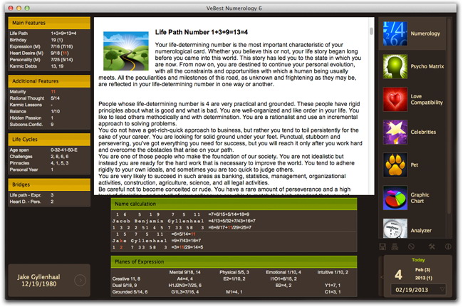 VeBest Numerology software for Mac